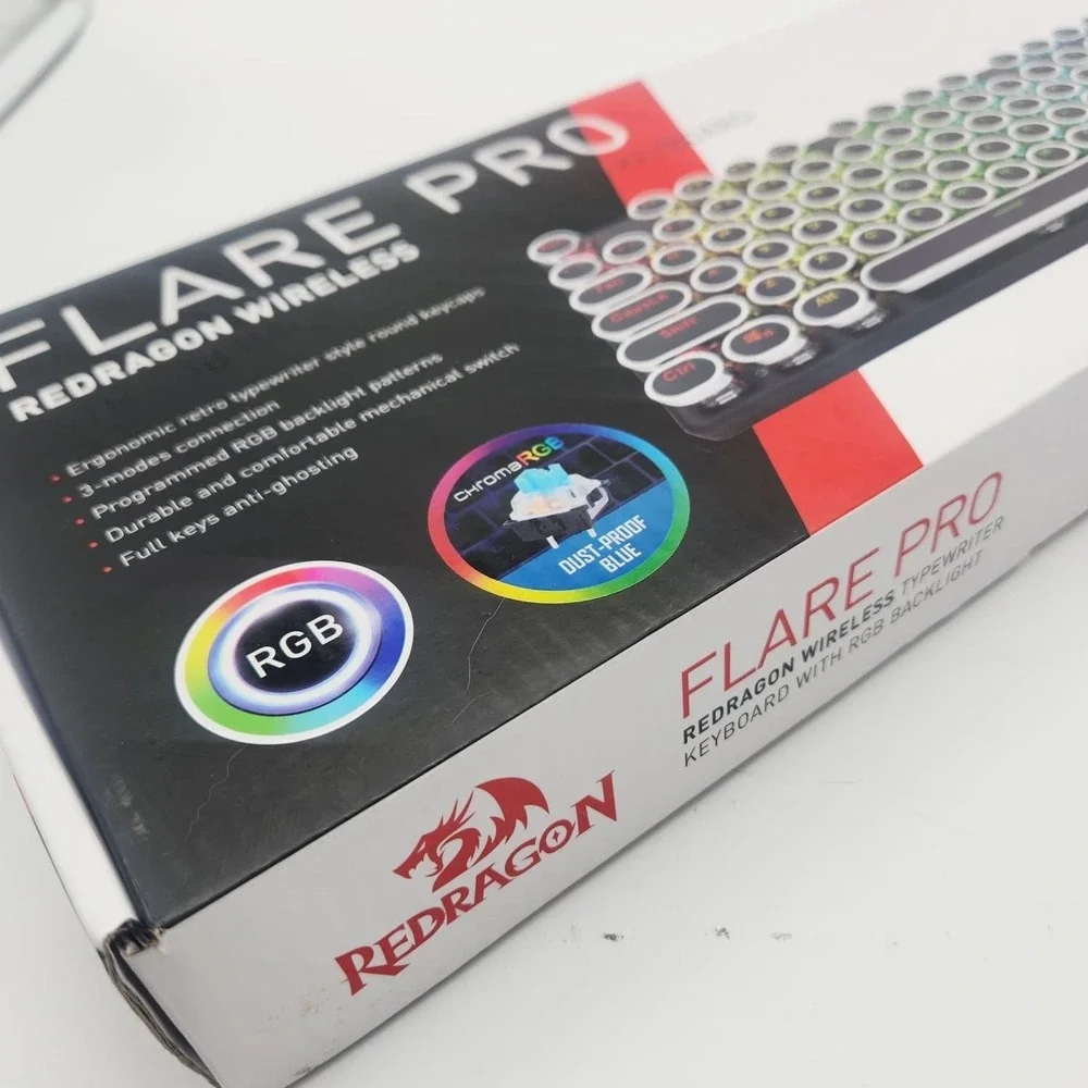 Redragon Flare Pro Wireless Mechanical Gaming Keyboard RGB Backlit Blue Switch